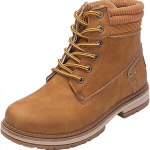 Women's Work Waterproof Hiking Combat Boots Camel